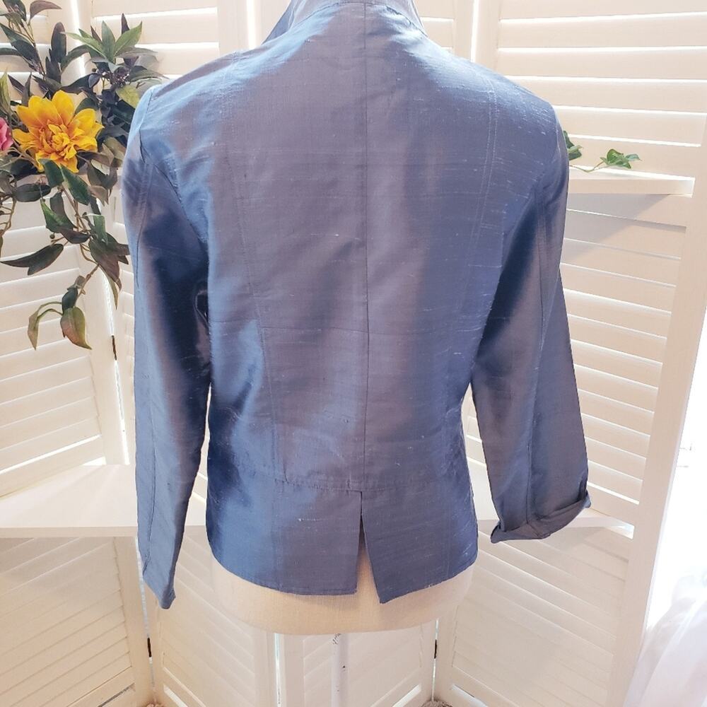 CHICOS SKY BLUE SILK JACKET W POCKETS SIZE 2(LG) - Picture 6 of 8